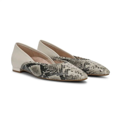 Gracia Ballet Flat Cream Snake Print Leather