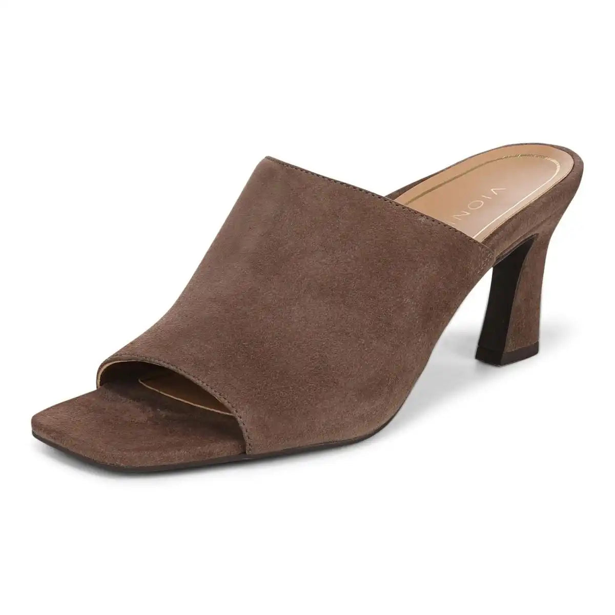 Charlie Heeled Slide Sandal Driftwood Suede