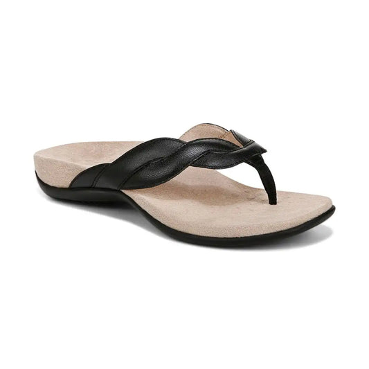 Bella Braid Toe Post Sandal Black Nappa