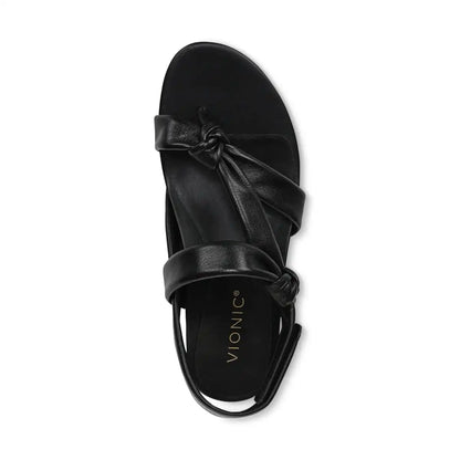 Geneva Strappy Toe Post Sandal Black Leather