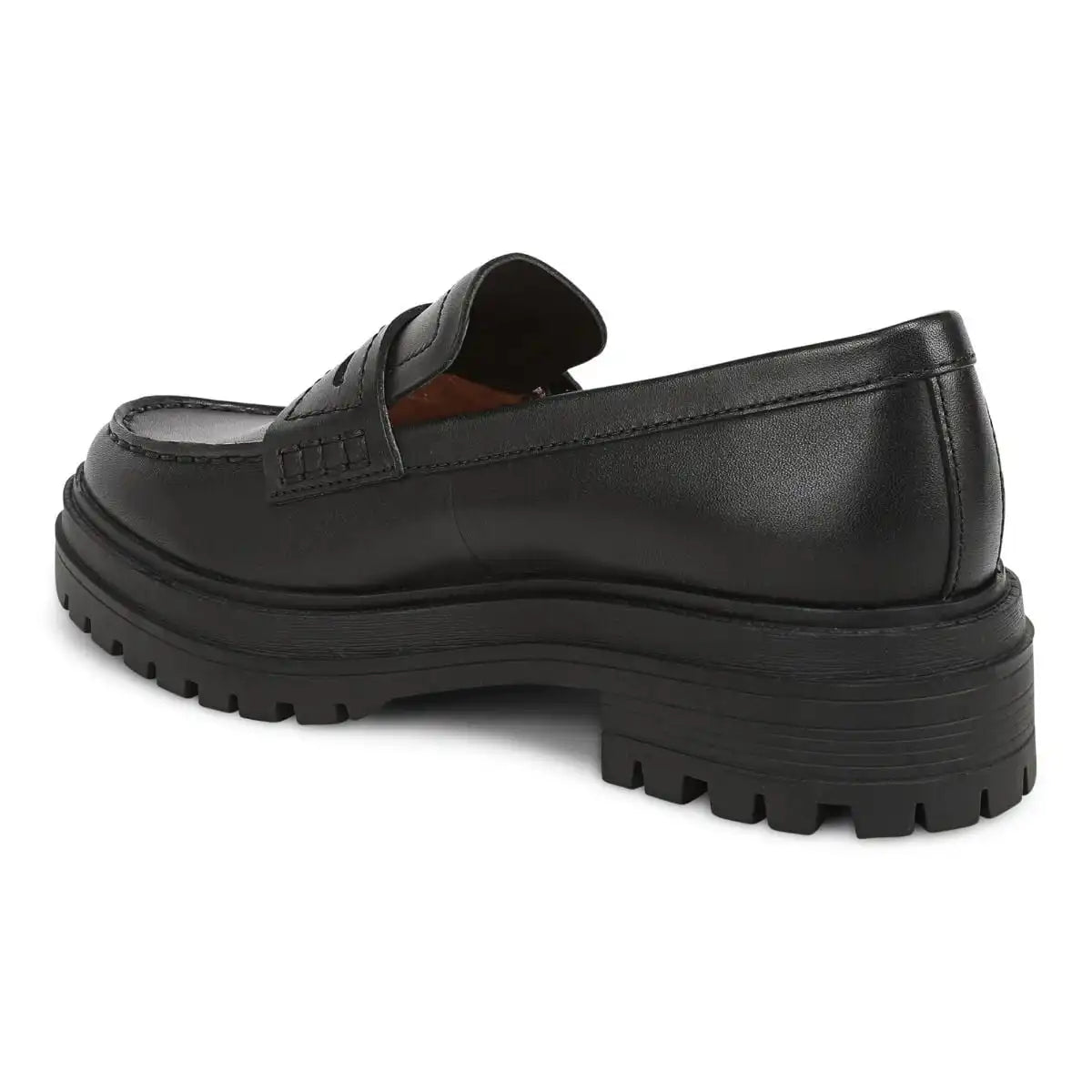 Georgia Lug Sole Loafer Black Leather