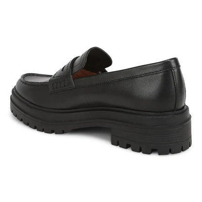 Georgia Lug Sole Loafer Black Leather
