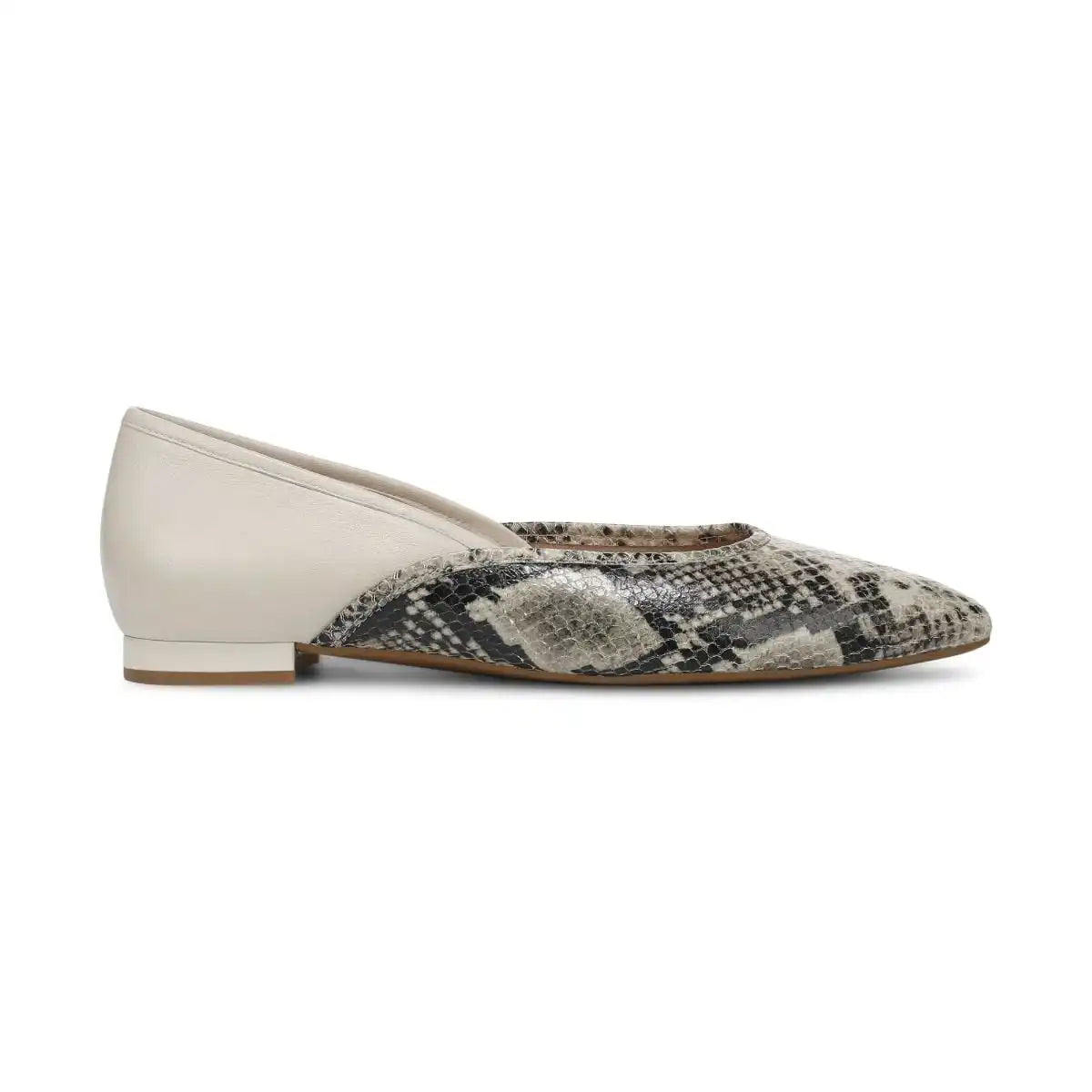 Gracia Ballet Flat Cream Snake Print Leather