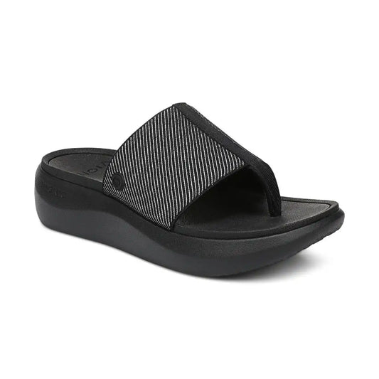 Beach Aqua Platform Toe Post Sandal Black