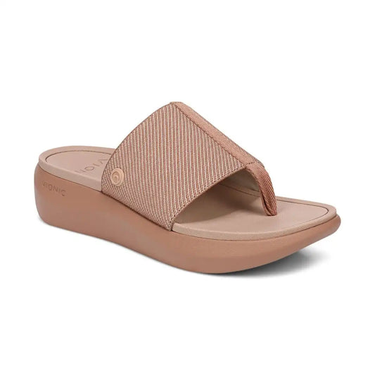 Beach Aqua Platform Toe Post Sandal Mocha Mousse