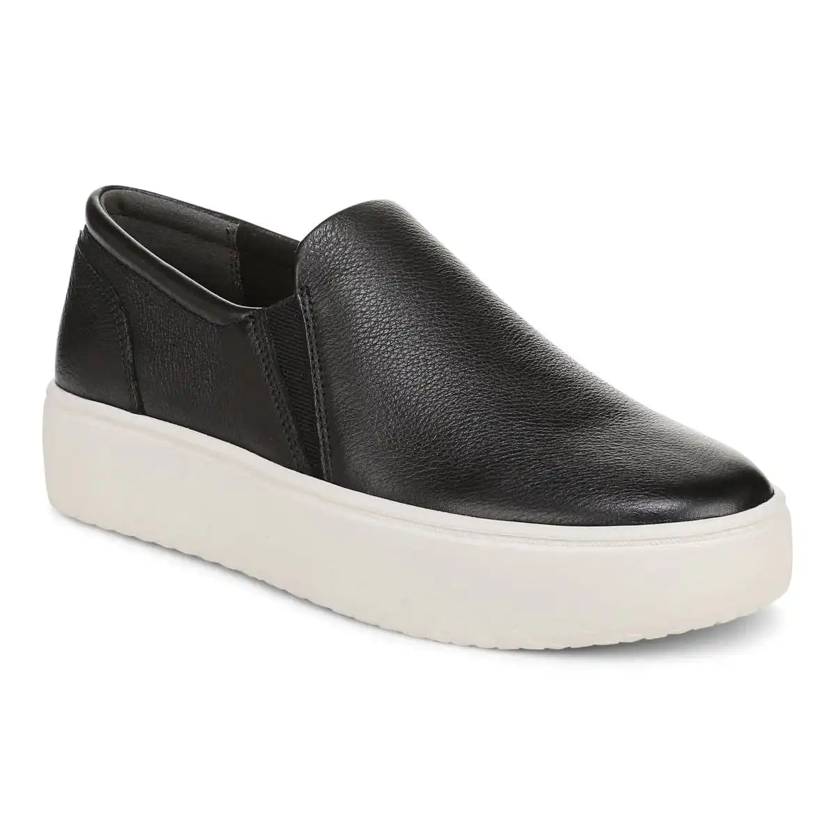 Ellen Platform Slip On Sneaker Black Leather