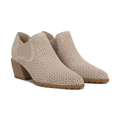 Bethany Perf Heeled Ankle Boot Lucid Beige Suede