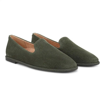Willa 2.0 Slip on Flat Olive Moss Suede