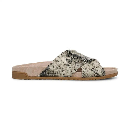 Etna Slide Sandal Cream Snake Print Leather