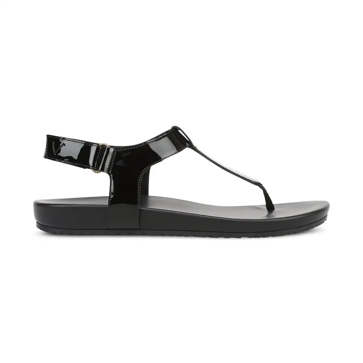 Palisades Toe Post Ankle Strap Sandal Black Patent