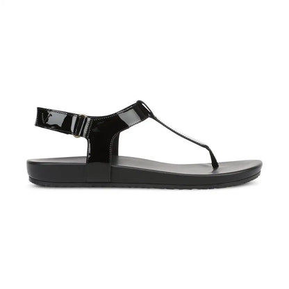 Palisades Toe Post Ankle Strap Sandal Black Patent