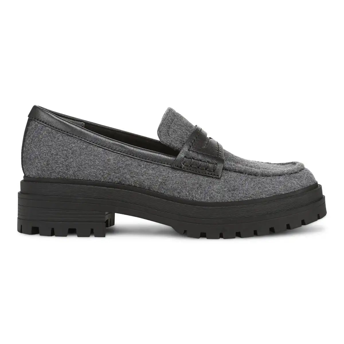 Georgia Lug Sole Loafer Dark Grey Wool Flannel