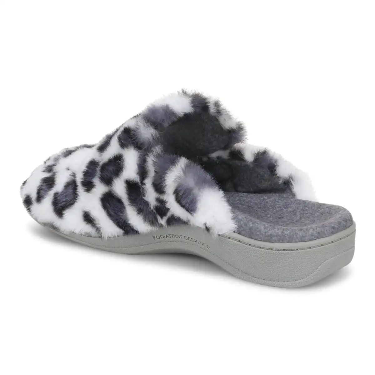 Gemma II Mule Slippers White Leopard Print Fur