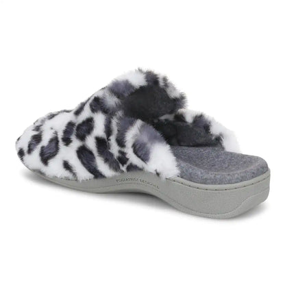Gemma II Mule Slippers White Leopard Print Fur