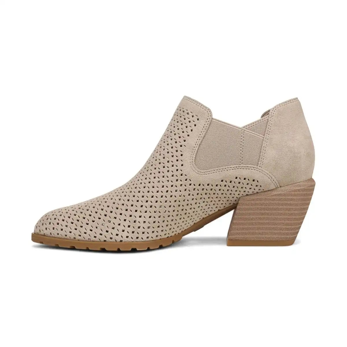 Bethany Perf Heeled Ankle Boot Lucid Beige Suede
