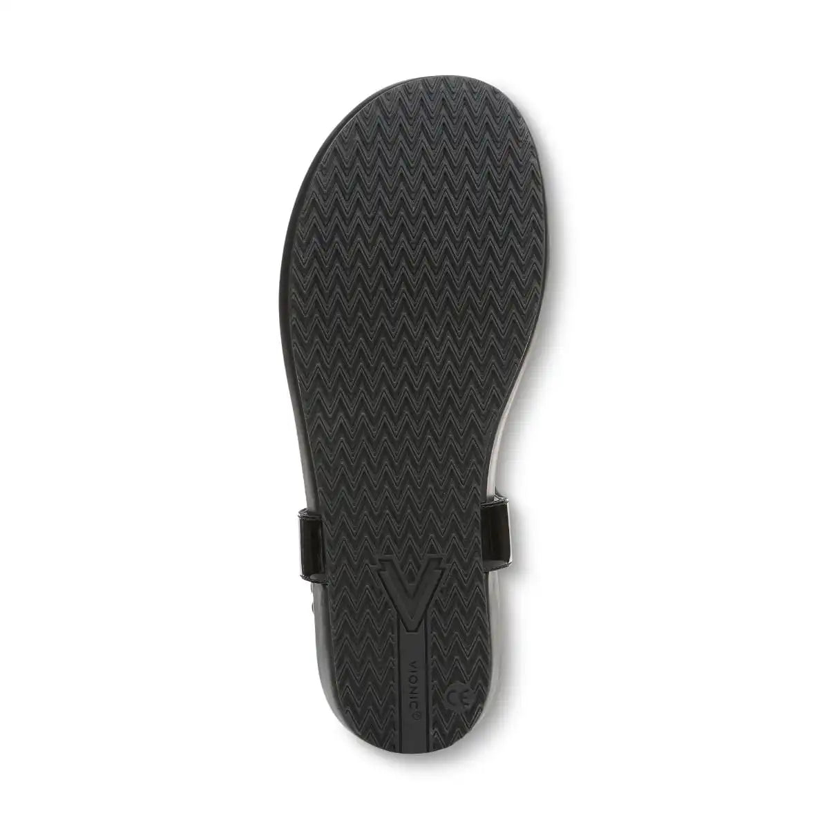Palisades Toe Post Ankle Strap Sandal Black Patent