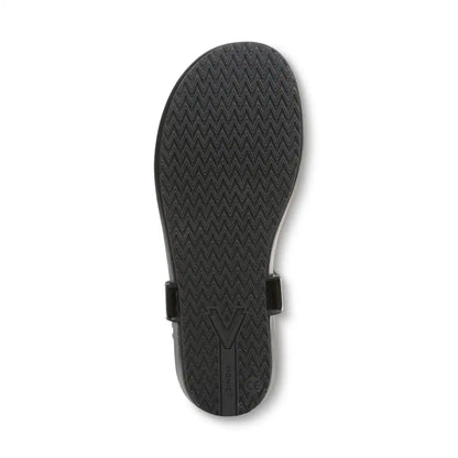 Palisades Toe Post Ankle Strap Sandal Black Patent