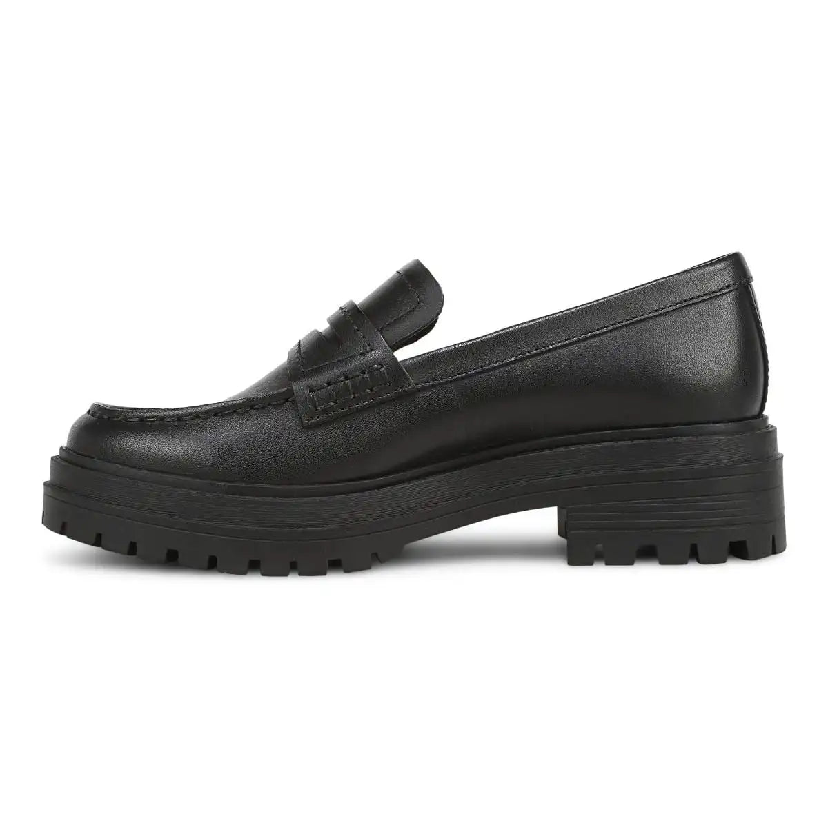 Georgia Lug Sole Loafer Black Leather