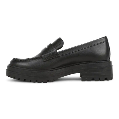 Georgia Lug Sole Loafer Black Leather