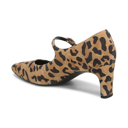 Samira Mary Jane Dress Heel Tan Leopard Print Suede