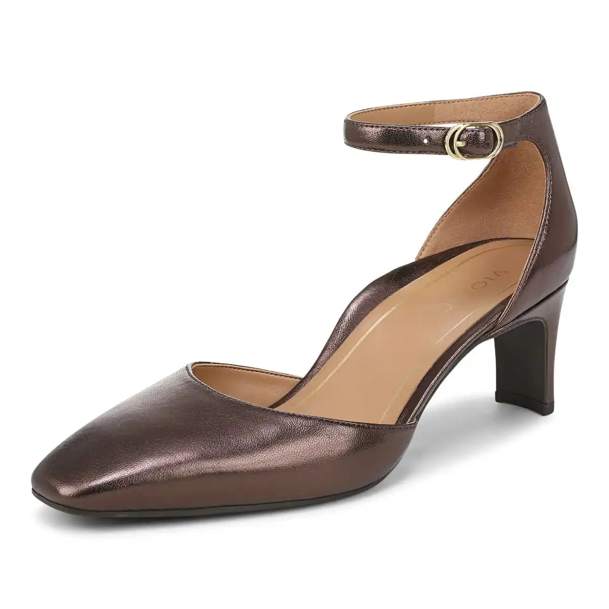 Scarlett Dress Heel Brown Metallic Leather