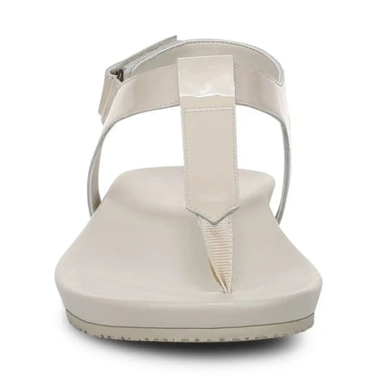 Palisades Toe Post Ankle Strap Sandal Cream Patent