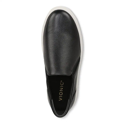 Ellen Platform Slip On Sneaker Black Leather