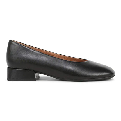 Petra Heeled Ballet Flat Black Leather