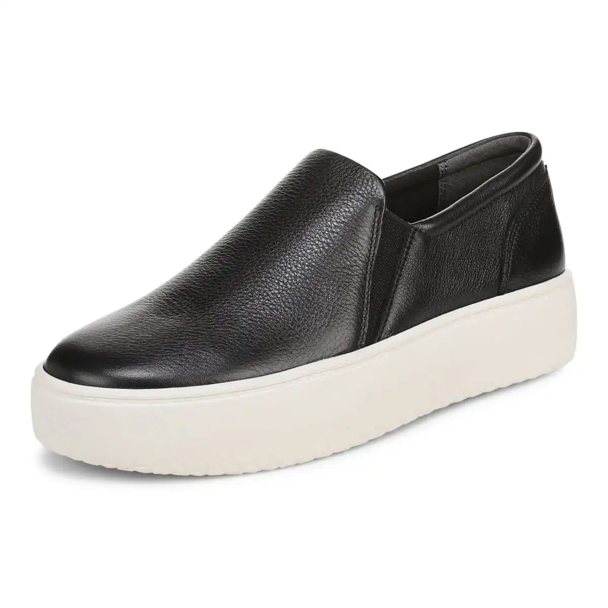 Ellen Platform Slip On Sneaker Black Leather