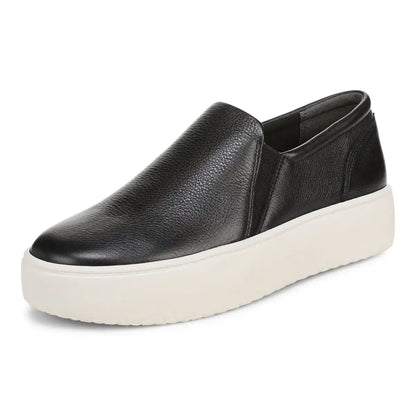 Ellen Platform Slip On Sneaker Black Leather