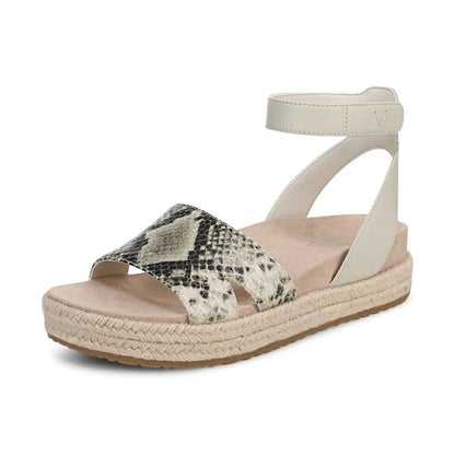 Yucca Espadrille Platform Sandal Cream Snake Print Leather