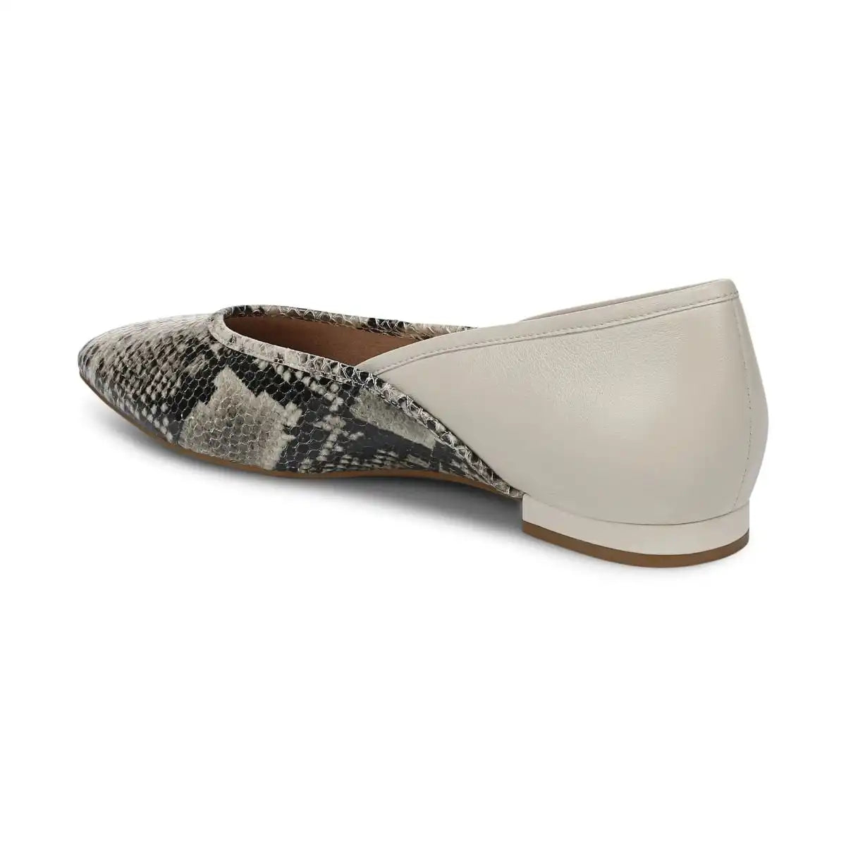 Gracia Ballet Flat Cream Snake Print Leather