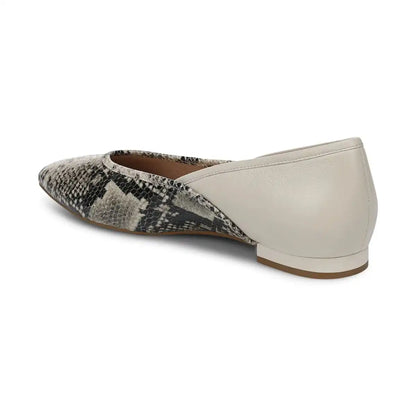 Gracia Ballet Flat Cream Snake Print Leather