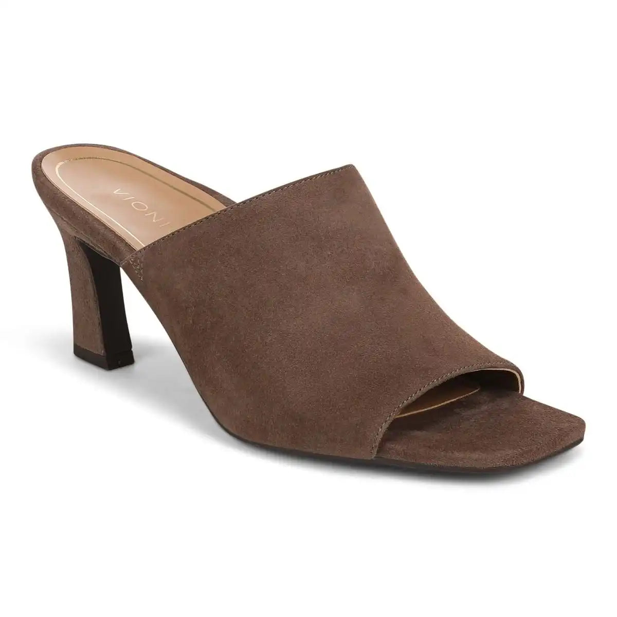 Charlie Heeled Slide Sandal Driftwood Suede