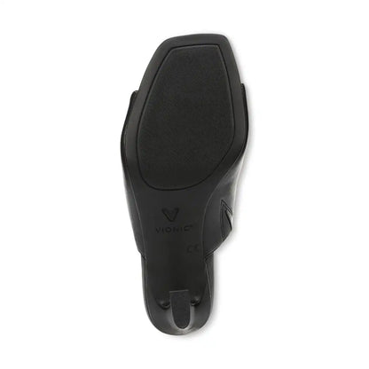 Charlie Heeled Slide Sandal Black Leather