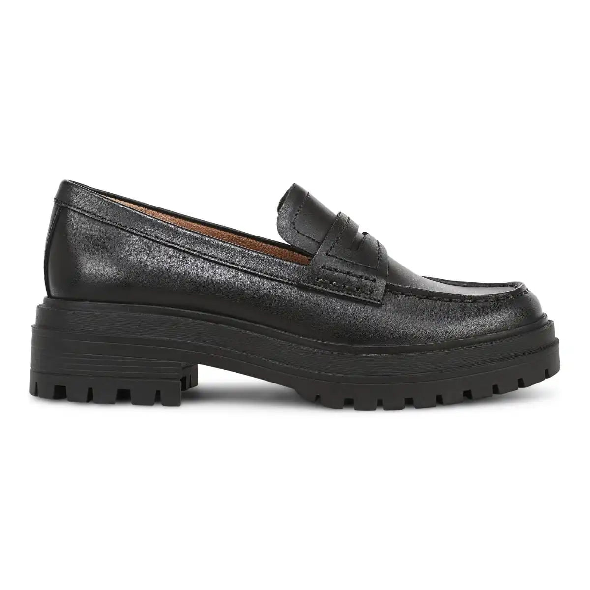 Georgia Lug Sole Loafer Black Leather
