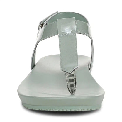Palisades Toe Post Ankle Strap Sandal Iceberg Green Patent