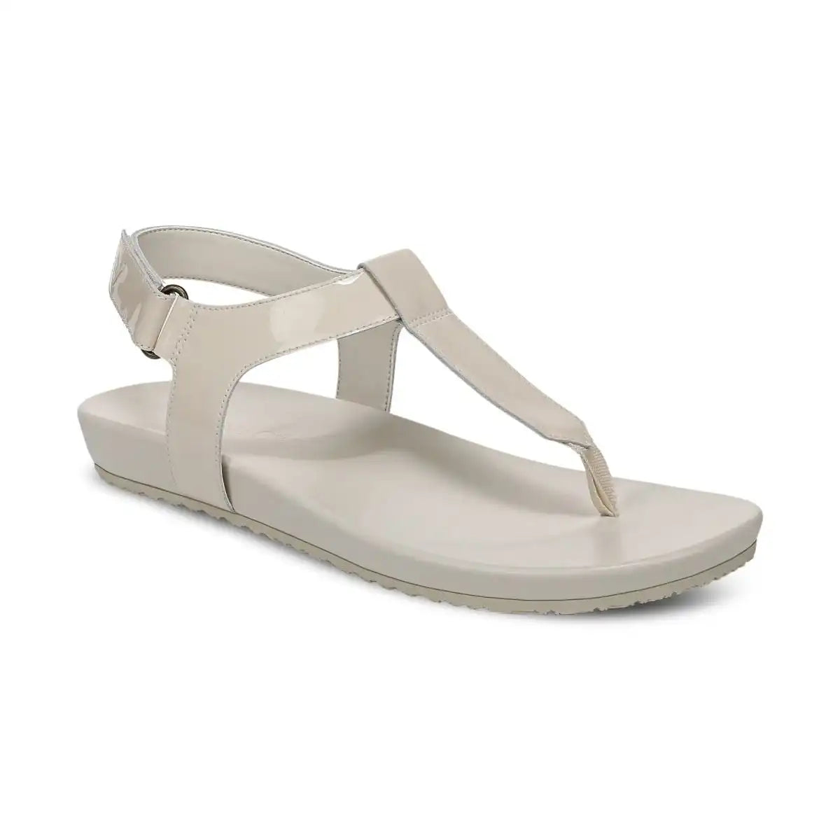 Palisades Toe Post Ankle Strap Sandal Cream Patent