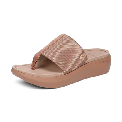 Beach Aqua Platform Toe Post Sandal Mocha Mousse