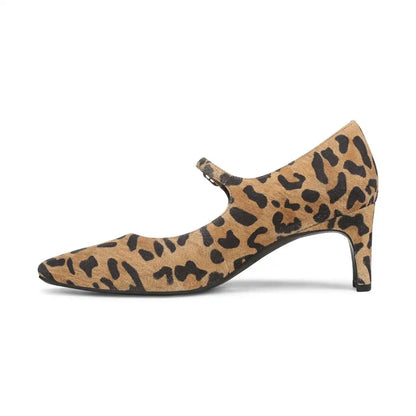 Samira Mary Jane Dress Heel Tan Leopard Print Suede