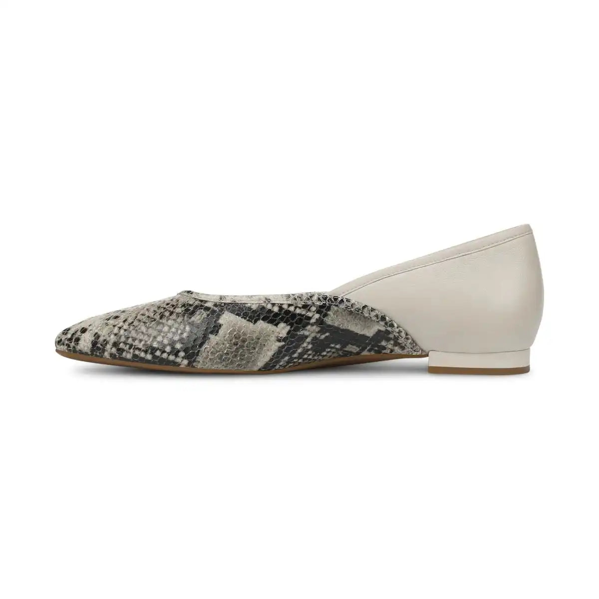Gracia Ballet Flat Cream Snake Print Leather