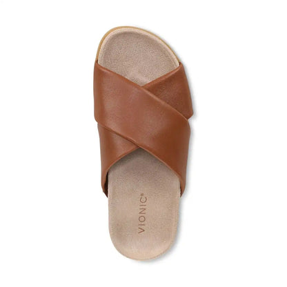 Etna Slide Sandal Tan Leather