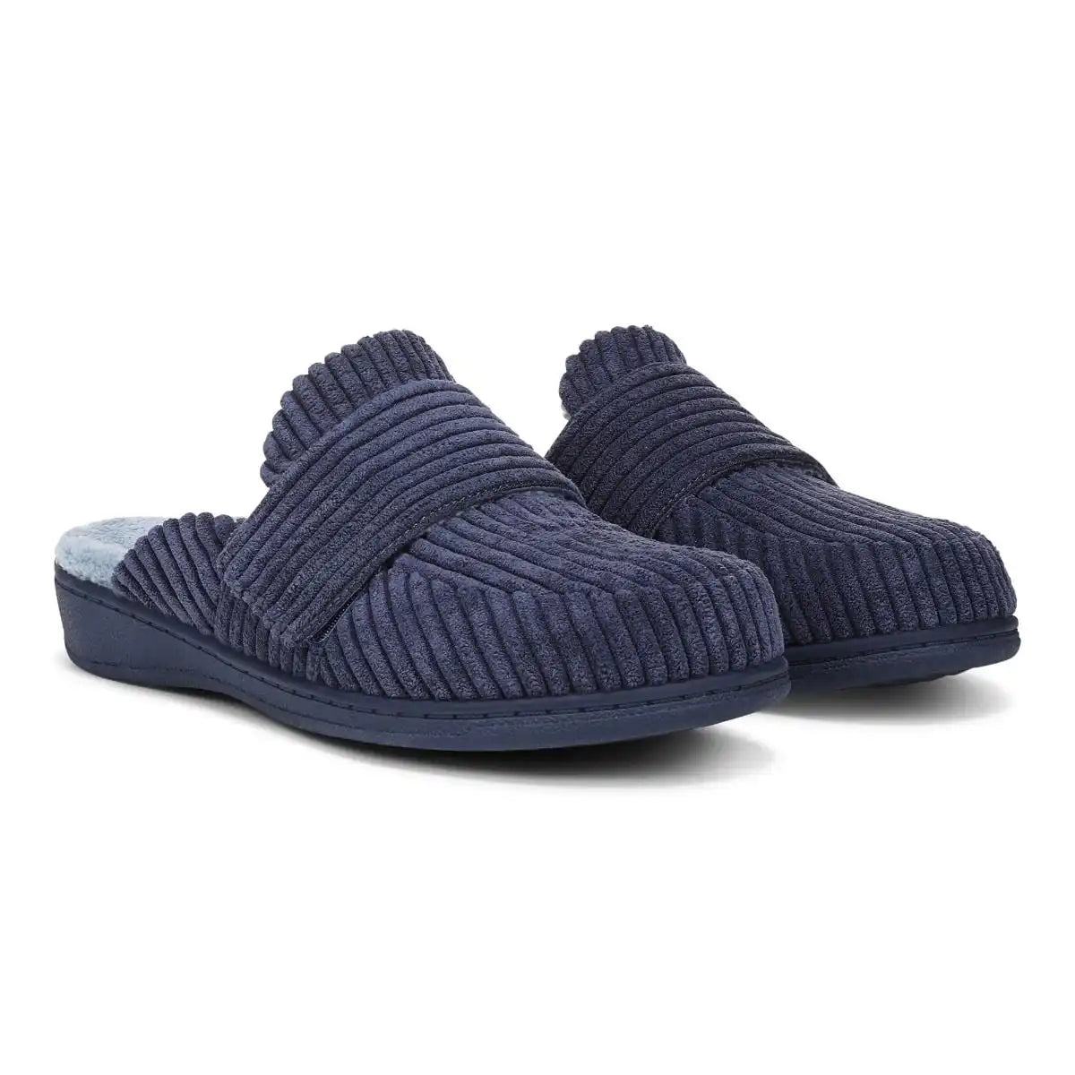 Gemma II Mule Slippers Navy Velvet Corduroy