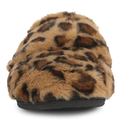 Gemma II Mule Slippers Brown Leopard Print Fur