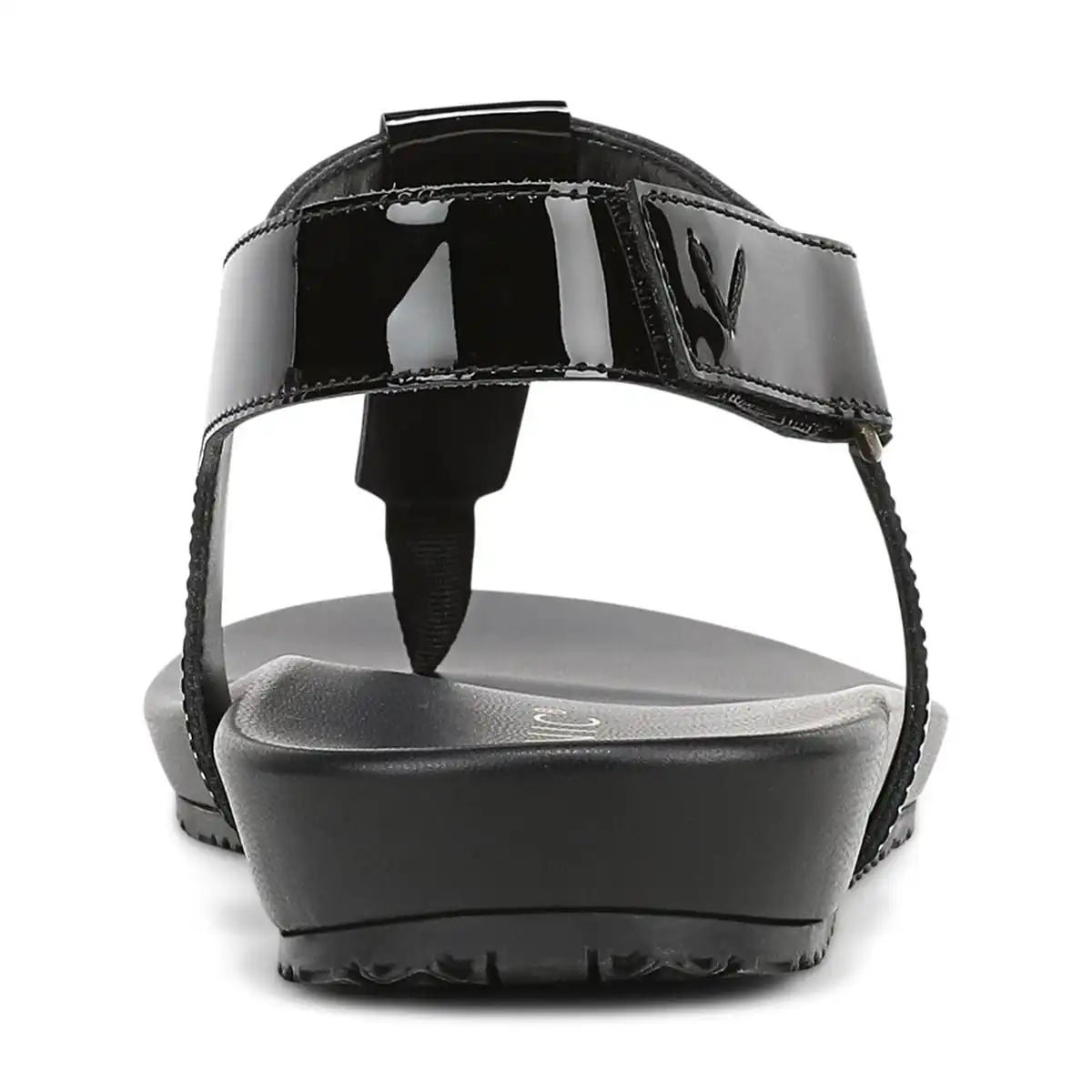 Palisades Toe Post Ankle Strap Sandal Black Patent